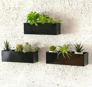 Jardinière murale moderne en métal noir pour intérieur, extérieur, maison, jardin, balcon, pot de fleurs décoratif pour la maison, lot de 3 - Product Image 1