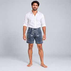 Shorts traditionnels bavarois pour hommes avec bretelles décoratives, design classique et authentique, coupe confortable pour la célébration de l'Oktoberfest - Product Image 1