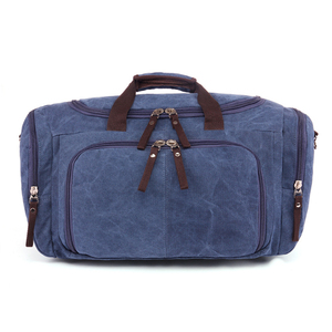 Sac de voyage en toile bleu grande capacité avec fermeture éclair, sac de week-end, sac à bandoulière pour hommes et femmes - Product Image 6