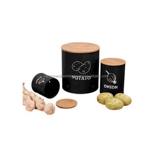 Contenedor de verduras de metal personalizado más vendido con tapa de madera Opciones de diseño múltiple para almacenar patata cebolla ajo y más - Product Image 5