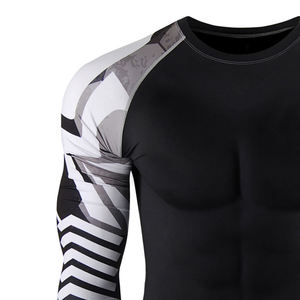 Vêtements de sport actifs légers pour hommes, manches longues, rashguard MMA, séchage rapide, spandex/polyester pour un soutien amélioré, logo personnalisé - Product Image 5