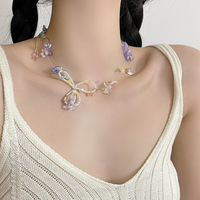 Chaîne de clavicule en cristal de jardin féerique, bijoux perlés faits à la main pour le printemps et l'été