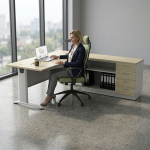Escritorio de Oficina Moderno y Duradero en Forma de L, Sistema de Oficina AY, Tamaño de 6 Pies, Tablero de Aglomerado con Revestimiento de Melamina, Muebles Comerciales - Product Image 5