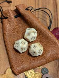 Hand Carved Natural Bone Astrological <b>Dice</b> <b>Set</b> – Zodiac Planetary Oracle Tool - Product Image 4