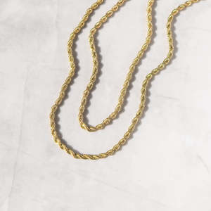 3MM Gold <b>Rope</b> <b>Chain</b> Necklace 925 Sterling Silver 18K Gold Plated Twisted <b>Rope</b> <b>Chain</b> For Men Women - Product Image 2