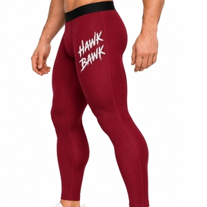 Men Burgundy Fitted Stretch <b>Leggings</b> For Fitness Training Comfort Waist Fit Full Length <b>Shape</b> Active Training Style <b>Leggings</b> - Product Image 3