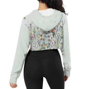 Sudadera con Capucha Corta con Estampado Floral para Mujer, Sudadera de Manga Larga, Transpirable, Tejida, Estilo Primavera - Product Image 5