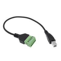 Câble adaptateur USB 2.0 Type-B mâle 5 broches femelle à visser avec bornes blindées, tressé, charge rapide 3A, en aluminium pour ordinateur