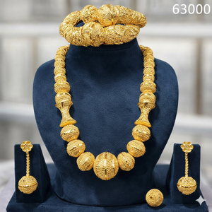 Dubai Vintage Style 24K <b>Gold</b> Plated Zircon Fashion Jewelry <b>Set</b> for Weddings Engagements Anniversaries-Alloy for Gifts - Product Image 3