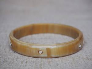 Natural Polished Buffalo Horn Bangle Bracelet with <b>Crystal</b> Studs Handmade <b>Animal</b>-Themed Minimalist Elegant Gift - Product Image 5