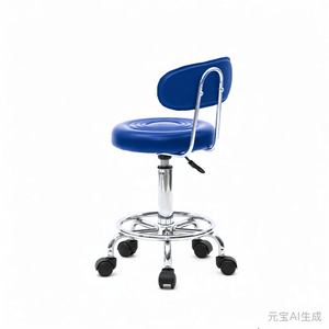 Round Shape Adjustable Salon <b>Stool</b> <b>with</b> <b>Back</b> Blue Line Design Comfortable Salon Furniture - Product Image 6