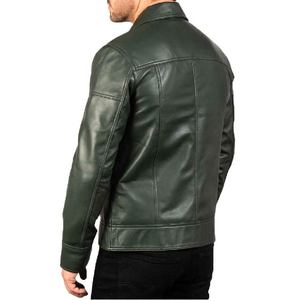 Chaqueta de Cuero Vintage con Cuello Verde para Hombre, Diseño Clásico de Primera Calidad, Ajuste Cómodo, Material Duradero - Product Image 5
