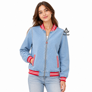 Heritage Masonic Regalia Delta | Sigma Embroidery Ladies Denim <b>Jeans</b> Jacket | Sorority <b>Embroidered</b> Women Customized Delta Sigma - Product Image 1