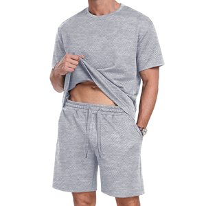 Ensembles de costumes d'été pour hommes en gros – T-shirts à manches courtes couleur unie 100 % polyester séchage rapide style streetwear - Product Image 1