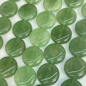 Green Aventurine 20mm Dish Beads <b>Disc</b> Gemstone Accessories for Designer Making Earring Bracelet Necklace - Product Image 4