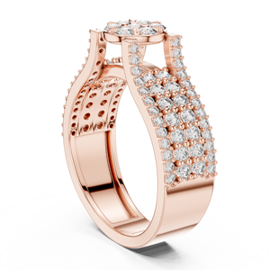 TRENDY Lab Grown ROUND CLUSTER Diamond WITH PAVE SET IN 18KT ROSE Gold PARTY Engagement Wedding VALENTINE GIFT FOR <b>WOMEN</b> - Product Image 2