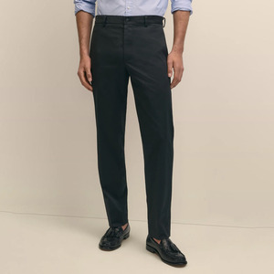 Pantalon Chino Homme Vert Olive Coupe Droite en Polyester Coton Mi-lourd, Style Smart Casual, Infroissable, Devant Plat, Fermeture Boutonnée – Vente en Gros - Product Image 5