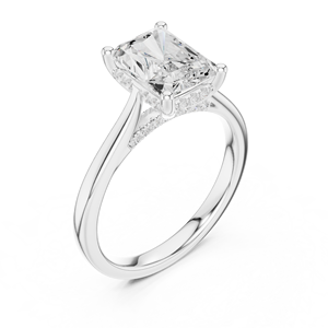 Luxury Cushion Cut Diamond Engagement <b>Ring</b> 18K Gold <b>Split</b> Shank Hidden Halo <b>Ring</b> for Women - Product Image 5