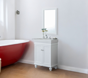 Meuble-lavabo élégant blanc en bois massif de 24 pouces avec vasque et petit meuble de rangement, design côtier Phuoc Hung - Product Image 3
