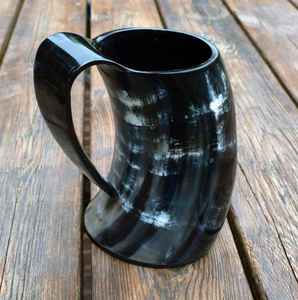 Nordic Buffalo Drinking Horn <b>Mug</b> Matching Stand Handmade Rustic Eco-Friendly <b>Large</b> Capacity Barware for Parties Gatherings - Product Image 2