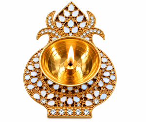 Brass <b>Mirror</b> Work Kalash Diya for Diwali Home Decoration Traditional Puja Table Decor Festive <b>Lighting</b> Elegant Indian Home Decor - Product Image 1