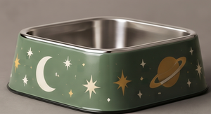 Tazón para Perros de Acero Inoxidable con Estampado Celestial, Base Cuadrada Antideslizante, Plato para Comida y Agua para Mascotas Pequeñas y Medianas, Venta al Por Mayor - Product Image 4