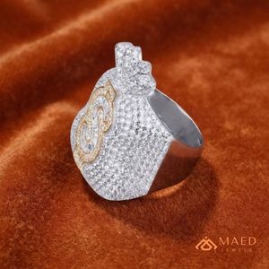<b>Mens</b> Silver Tone Moissanite Gold Plated Money Bag <b>Ring</b> Hip Hop Statement Jewelry <b>for</b> Wedding & Anniversary Fashion Wear - Product Image 3