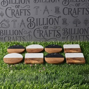 Sous-verres modernes en bois avec dessus en marbre, design antidérapant pour la décoration de table - Product Image 1