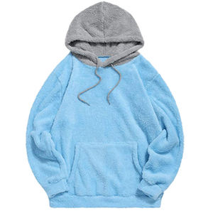 Sudadera con capucha extragrande de forro polar para hombre, con bloques de color, manga raglán, peso pesado, morado y negro, informal, para invierno - Product Image 4