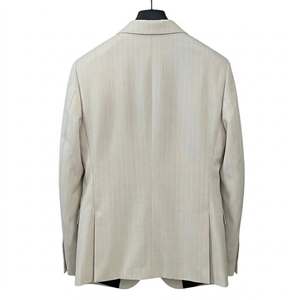 Veste de costume homme beige clair à revers cranté, simple boutonnage, deux boutons, coupe classique, uniforme de bureau pour homme - Product Image 4