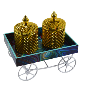 Gold Glass Waterproof <b>Wax</b> Jar Metal Trolley Candle Votive Modern Tea Light Holder Home Decor and Festive Design - Product Image 1
