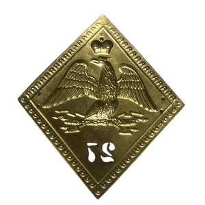 Plaque shako en laiton en forme de diamant appartenant au 27e Régiment de l'Infanterie de Ligne Française de l'époque napoléonienne - Product Image 5