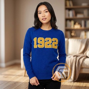 T-shirt décontracté pour femme en coton molletonné brodé de haute qualité, personnalisé, motif Trésors Grecs Sigma Gamma Rho, 500g, écologique et à séchage rapide - Product Image 3