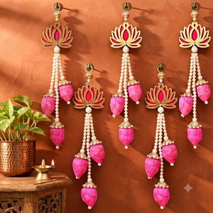 Décoration murale artisanale en MDF avec perles de lotus roses, motif floral traditionnel, pour mariage, décoration de la maison, Diwali, Ramadan, Rajasthan - Product Image 4