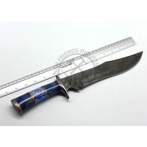 Couteau Bowie Damas 15 pouces, 256 couches, finition martelée, manche en os, couteau de survie ultra-affûté pour le camping et la chasse en extérieur - Product Image 4