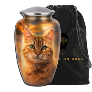 Pet <b>Memorial</b> Urn for <b>Cat</b> Ashes Aluminum Cremation Urn Large <b>Cat</b> Face Artwork - Product Image 2