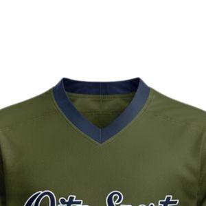Maillot de hockey sur glace sublimé vert olive pour hommes, col en V, rayé, en polyester, pour la performance sportive et les tenues d'équipe - Product Image 6