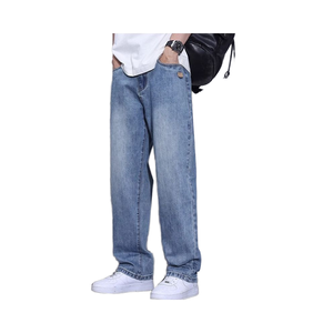 Jean en denim délavé coupe droite décontracté pour <span class=keywords><strong>homme</strong></span>, taille mi-haute, couleur unie, style vintage, séchage rapide, collection automne 2025 – Tendance et de haute qualité - Product Image 2