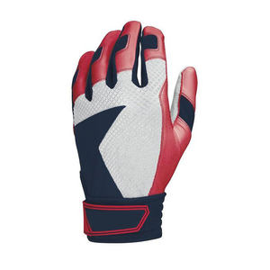 Gants de frappe de baseball pour adultes, rouge, blanc, bleu marine, en cuir rembourré, fermeture auto-agrippante, entraînement unisexe - Product Image 2