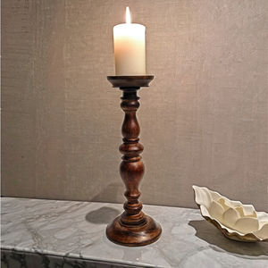 Portavelas de madera con acabado en nogal, de lujo, para decoración del hogar. - Product Image 1