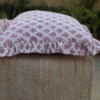 Housses de coussin vintage en coton à motifs floraux, coussins décoratifs bohèmes imprimés à la main, housses de coussin de canapé-lit avec bordure bohème, coussin indien