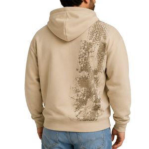 Sweat à capuche personnalisé pour homme, beige, en molleton de coton épais, imprimé graphique, style streetwear, fabrication de vêtements sous marque privée - Product Image 2
