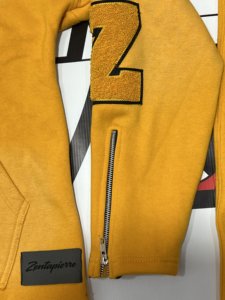 Conjunto de Sudadera con Capucha y Cremallera de Estampado Puff de Alto Gramaje y Pantalones Jogger Acampanados 100% Algodón con Lavado Ácido para Hombre, con Bordado - Product Image 3