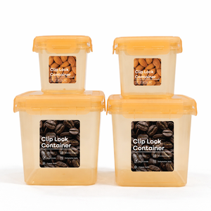 Clip Lock Airtight & Leakproof Silicon Sealed <b>Square</b> food storage <b>container</b> set of 4 PCS 350+700+1200+1900ml | Kitchen Organizar - Product Image 1
