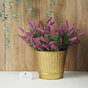 กระถางโลหะสีเงินแบบตอกลายขอบตรง กระถางต้นไม้ในร่มทรงกลม - Product Image 6