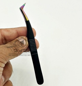 Pinces à cils noires mates et multicolores, pinces à cils volume russe, pinces à cils à pointes en fibre et fournitures - Product Image 5