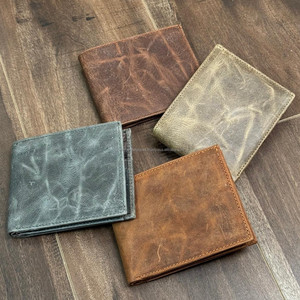 Monedero delgado de gran capacidad con dos pliegues, estilo de moda, monedero de cuero de grano completo, billetera corta para hombre, tarjetas de identificación de monedas en efectivo en Stock - Product Image 6