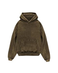 Sweat à capuche noir délavé effet usé, coton épais, coupe oversize, style streetwear, avec poche kangourou - Product Image 5