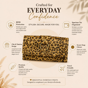 Genuine Leather Leopard Print Clutch <b>Wallet</b> for Women RFID <b>Long</b> <b>Wallet</b> Zip Coin Purse Card Holder Fashion Travel Organizer Gift - Product Image 5