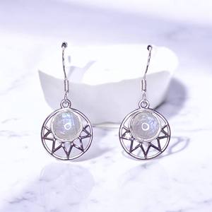 Natural Amethyst Gemstone Sterling Silver <b>Hook</b> Dangle Drop <b>Earrings</b> Bulk 925 Sterling Silver Round Shape <b>Earrings</b> - Product Image 3